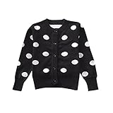 Karchi 子供服 ニットセーター 前開け 波点 長袖 しっかり丸ネック 刺繍 暖かい色物 無地ハイクオリティー 女の子 男の子 秋冬 防寒 保温 安値 秋 冬 入学式 入園式 七五三 通学 お出か