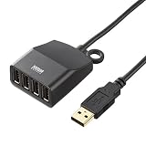 サンワサプライ 延長用4ポートUSB2.0ハブ バスパワー ブラック USB-HEX406BK