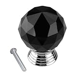 SODIAL(R)黒い、丸いのクリスタルガラスのキャビネットの引き出し、ドアのノブ、30mm