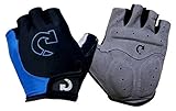 (サンライン)Sun Line 自転車用 サイクリンググローブ 指きり ハーフ 手袋 滑り止め付き　耐磨耗性 (ブルー, M)
