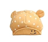 Effiku(エフィック) ベビー キッズ 可愛い 耳付き キャップ 帽子 UV 日よけ ハット 男の子 女の子 水玉 笑顔柄 46-50cm 0-3歳 (イエロー)