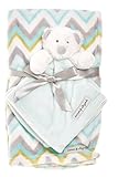 Blankets & Beyond Blue and White Chevron Blanket & Teddy Bear Nunu 2 Pc Set by Blankets and Beyond