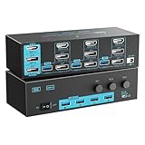 8K/4K KVMスイッチ 3モニター 3コンピューター トリプルモニター 3ポート 2ディスプレイポート 1.4とHDMI 2.1 USB 3.0 KVMスイッチ、DP 1.4 8K@30Hz/4K@144Hz対応、HDMIは8K@60Hz/4K@120Hz対応 有線リモコン付き