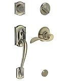Schlage F93CAM609ACCRH Camelot Inactive Handleset with Accent Right-handed Lever, Antique Brass [並行輸
