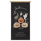 秀〆(Hideshime) 季節の刺繍 秋 ハロウィン かぼちゃ おしゃれ 刺繍 タペストリー Sサイズ コンパクト ハロウィンナイトパーティー KEI-TP-S-HW715-B