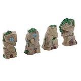 B Baosity 4個セット　ミニチュア　ストーン 　マイクロ風景置物　 - イエロー