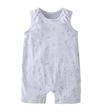 YueLian 春夏 ベビー服 ボディスーツ ブロンパース ジャンプスーツ 新生児 ワンチャン柄 肌触り ノースリーブ(適用:6-9月)