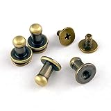 【KAMONレザー】ギボシ アンティークゴールド 4個セット 頭4㎜ ネジ式 留め具 金具 レザークラフト 手芸 パーツ