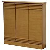 天然木 ストライプ 書棚 本棚 板扉 タモ 幅90.5cm ライトブラウン LS-396LB