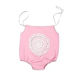 Karchi 子供服 子供オールインワン ベビー連体服 　レース花模様　吊りロンパース　ガールズ 女の子用　普段着 カジュアル 可愛い 春夏　全2色 (80, ピンク)