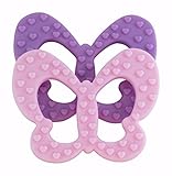Butterfly Teething Toys BPA Free FDA Approved Purple & Pale Pink (Set of 2) A Safe Unique Baby Gift 