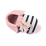 Nasbach　ベビーシューズ　赤ちゃん　キッズ　　ルームシューズ　　縞&ピンク　13cm