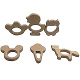 Kissteether 6pcs DIYペンダントハンドカットの木製のクマの足バイキングミッキーマウスアイスクリームのオオカミ緑の木のベビーベッドの天然ブナ材アヒル (6pcs)