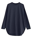 [ピエロ] コットン ロングスリーブ Tシャツ ロンT 長袖 カットソー レディース (L, ネイビー) MD