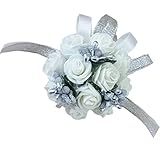 Arlai 2個ブライド手首コサージュウェディング装飾花 diameter 2.75 inch bfm068-Silver bead