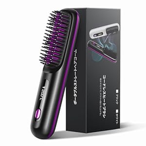 ヒートブラシ 【2024年進化モデル】コードレス ブラシアイロン ストレート マイナスイオン 静電気防止 デジタル表示 Type-C充電式 