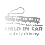 デザイン工房ＳＩＧＮＳ 車ステッカー Child in car 4 綺麗にはがせる 車 ステッカー SL 汽車 シルバー