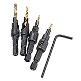 4個入り 六角シャンクスクリュー HSS カウンターシンク ドリルビット クイックチェンジ 六角シャンクねじ＃6＃8＃10＃12