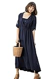 Sweet Mommy マタニティ 授乳服 カシュクールシャツ ワンピース 授乳レイヤーつき ネイビー L