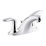 KOHLER K-P15241-4RA-CP Coralais Two-Handle Centerset Bathroom Sink Faucet with Metal Pop-Up Drain & 