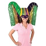 Beistle 60847 Masked Mardi Gras Hat with Sequined Drape [並行輸入品]