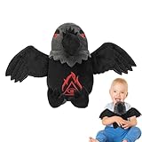 カラスぬいぐるみ,カラスのぬいぐるみ,ぬいぐるみ映画キャラクターの抱きしめられるおもちゃ | ハロウィンデコレーション、リアルなカラスの鳥のぬいぐるみ、男の子と女の子向けの柔らかくて快適なおもちゃ