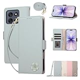 Rosbtib 用の Motorola Moto G66j 5G ケース 手帳型 ショルダー さくら スマホケース Moto G66y 5G ケース 手帳型 オシャレ 財布型 カード収納 携帯ケース モトローラg66j ケースカバー ストラップ付き スタンド機能 耐久性 軽量 Moto G66y 手帳型ケース 可愛い 人気 女性 上品 桜の花 贈り物（ブルー）