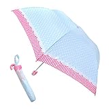 折りたたみ傘 傘 60701 キッズ 女の子 ガーリー ドット 55cm 軽量 手開き 手動開閉 ネームタグ 雨具 折り畳み 安全 安心 アルミ 幼稚園 小学生 ランドセル
