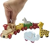 木製連結列車 汽車 列車 動物 アニマル 機関車 連結車両 マグネット 連結 4台セット 木製 (4連アニマル列車)