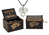 ゲーム・オブ・スローンズ オルゴール Game of Thrones オルゴール 彫刻オルゴール Music Box 音楽ボックス Sooyeeh アンティーク 木製 機械式 癒しグッズ 雑貨 おしゃれ 装飾 バレンタインデー 誕生日プレゼント（ブラック）