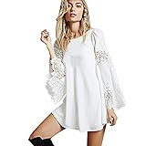 BOBORA レディース チュニック ワンピース マタニティ レース トップス シャツ　白 黒 Aライン ゆったり 長袖 体型カバー おしゃれな妊娠服