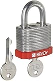 Brady Steel Lockout/Tagout Padlock Keyed Different 1-1/3 Body Length 3/4 Shackle Clearance Red (Pack