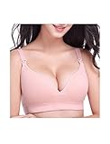 uxcell 授乳ブラジャー マタニティブラ 母乳 妊婦 ノンワイヤー Vネック 綿 通気性 女性用