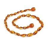 Baltic Amber Child Necklace, 15 inches (Olive Shape, Cognac Color) by Momma Goose