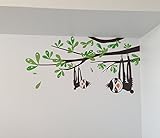 PopDecors - Sloths and Branches- 47inch W Beautiful Tree Wall Decals for Kids Rooms Teen Girls Boys 