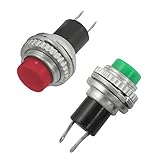 Hommy 5 x 9.5ミリメートル瞬間1 NO赤色緑キャッププッシュボタンスイッチAC 250V / 1.5A カラーランダム