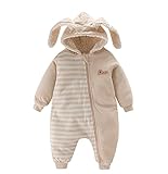 Ainial　ロンパース　ベビー　男の子　女の子　厚手　秋冬　新生児　カバーオール　前開き　フード付き　可愛い　ウサギの耳　オーガニックコットン　ボディースーツ　ルームウェア　お出かけ　防寒
