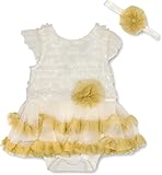 Baby Essentials Baby Girls Glitterフォトopドレス3月アイボリー/ゴールド