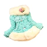 POTOJP 子供用 厚い ファーコート 女児 暖かい フワフワ 花柄 毛皮オーバー ガルズ 欧米風 オシャレ キッズ衣装 パーティー 日常生活 カジュアル (100, スカイブルー)