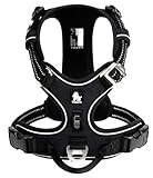 cocomall 2023最新 犬用ハーネス 犬用胴輪 ドッグ ペット用品 3M反射材料 訓練 ナイロン製 小型犬、中型犬、大型犬に向け 通気性 調節可能 (L, ブラック)