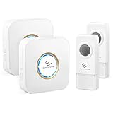 ワイヤレスチャイム ELEPOWSTAR ドアホン 玄関チャイム 呼び出しチャイムセット　最大300m無線範囲/日本語取扱書/防水仕様/52曲選択可 /音量４段階調節/LEDライト点滅 (9送信機2受