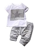 C-Princessベビー服 赤ちゃん 男の子 キッズ Tシャツ ズボン セットアップ 子供 チェック柄 可愛い 春夏 カジュアル お出かけ 出産祝い (M(90cm), Aグレー)