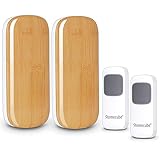 HomeCubeポータブルドアチャイムワイヤレスチャイム/ Over 1640 ft範囲58 / 2プッシュボタンwith 2プラグイン受信機4ボリュームレベルwith LEDインジケータ 2 Pus
