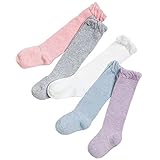 BIANHUAN 子供 靴下 女の子 キッズ 靴下 ベビー 靴下 女の子 春秋 お姫様 靴下 リボン くつした 5足セット (S(0～1歳))