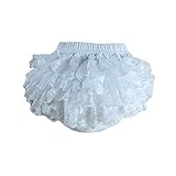 Buenos NinosベビーGirl 'sソフトレーストップBaby Diaper Bloomer L ホワイト