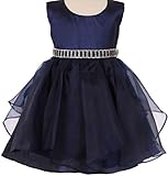 Littleベビー女の子ラインストーンリボンベルトイースター花女の子ドレス カラー: ブルー