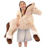 Tezituor 47インチ 巨大な馬のぬいぐるみ 柔らかい茶色の馬のぬいぐるみ 抱き枕 4フィート リアルなスタリオン ぬいぐるみ 女の子 男の子 ギフト