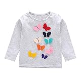 (プタス) Putars 幼児の女の子のコットンロングスリーブボウの蝶のアプライクトップスの服 12ヶ月 - 4 歳