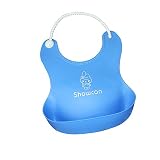 Topzh® 快適なソフトベイビービブフードキャッチャーと調節可能なネックバンド付き防水シリコンビブ - 男の子や女の子用の簡単なクリーンベイビービブ、2本セット (藍)
