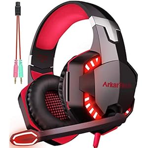 ARKARTECH G2000 ゲーミング ヘッドセット ヘッドホン ヘッドフォン マイク付き ゲーム用 PC パソコン 対応 プレゼント 女性 男性 子供 兼用 レッド